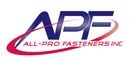 All-Pro Fasteners Inc. logo with stylized APF lettering and a red swoosh.