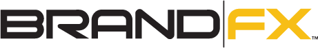 BrandFX logo with bold black and yellow lettering.